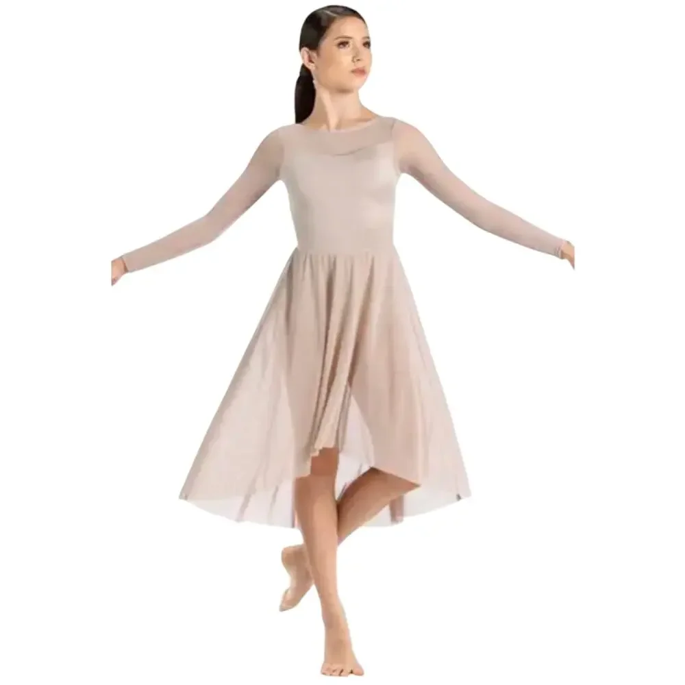 Midi Dress Latte Tan Dance Costume Recital Contemporary Lyrical Child Small 6/6X